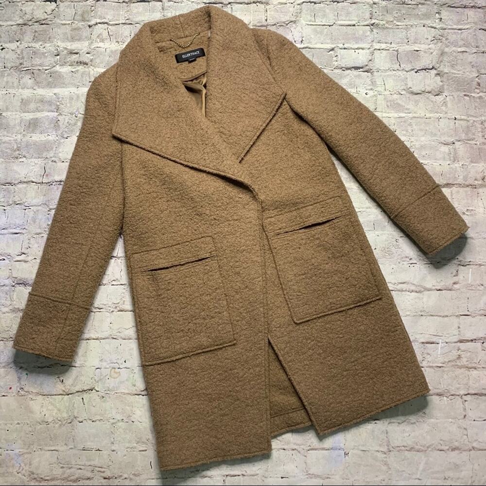 Ellen Tracy Oversize Collar Bouclé Coat, Wool Blend